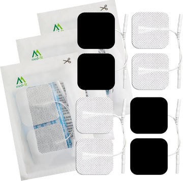 Med-Fit 1® Tens Pads: 16 Pads (4 Packs) Of Premium, Long-Lasting Self-Adhesive Tens Pads/Tens Electrodes (5Cm X 5Cm) With Patented Hydro-Gel Technology