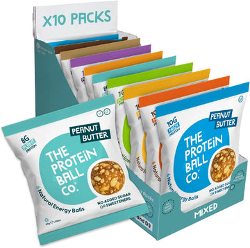 Protein Balls Mixed Variety Pack By The Protein Ball Co - High Protein Range, 100% Natural, Vegetarian, Vitamin Enriched, Protein Snacks - 10 X 45G Bags - High Fibre, Gluten Free, No Added Sugar