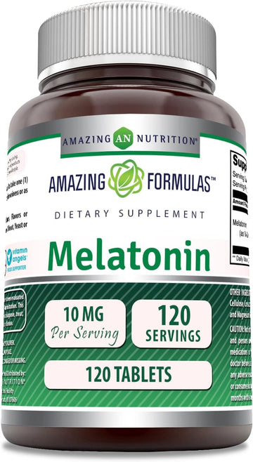 Amazing Formulas Melatonin Supplement | 10 Mg | 120 Tablets | Non-Gmo | Gluten-Free | Made In Usa