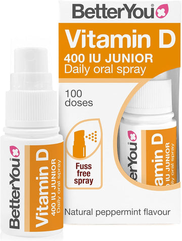 Betteryou Vitamin D 400 Iu Junior Daily Oral Spray, Pill-Free Vitamin D3 Supplement For Children, 3-Month Supply, Made In The Uk, Natural Peppermint Flavour (Pack Of 2)