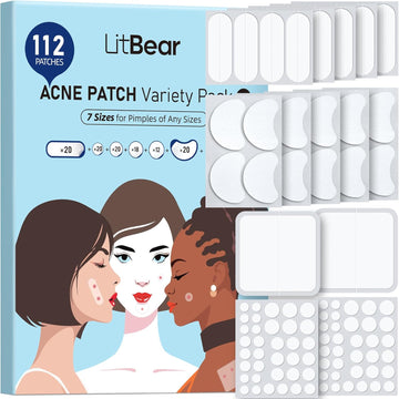 Litbear Large Pimple Patches (7 Sizes 306 Patches), Big Acne Patches, Xl Hydrocolloid Bandages For Full Face, Forehead, Chin, Nose, Body, Back, Neck & Chest, Oval, Moon, Square Hydrocolloid Patch