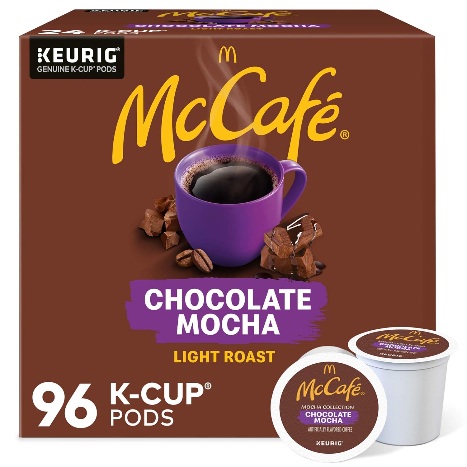 McCafe Chocolate Mocha, Single-Serve Keurig K-Cup Pods, Flavored Light Roast Coffee Pods Pods, 96 Count