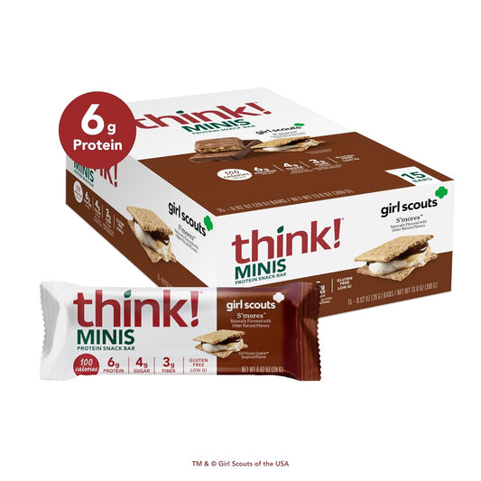 Think! Minis Protein Snack Bars, Gluten Free, Girl Scouts S'Mores, 15 Count