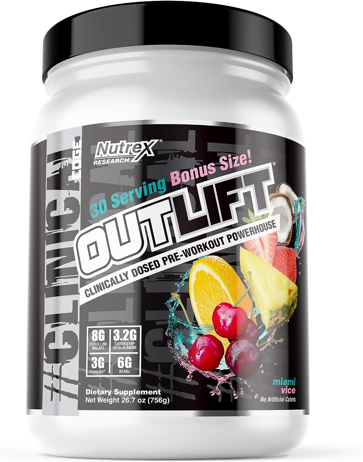 Nutrex Outlift Clinically Dosed Pre Workout Powder with Creatine, Citr