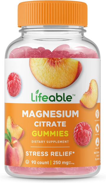 Lifeable Extra Strength Magnesium - 250mg Elemental Magnesium from 2,130mg Magnesium Citrate - Great Tasting Gummy Supplement - Vegan Chewable - for Muscle Relax Support - for Adults - 90 Gummies