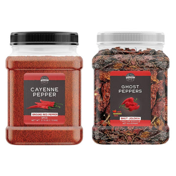 Birch & Meadow Hot Pepper Bundle, Cayenne Pepper & Ghost Chiles, Extremely Hot, Ground & Whole Peppers