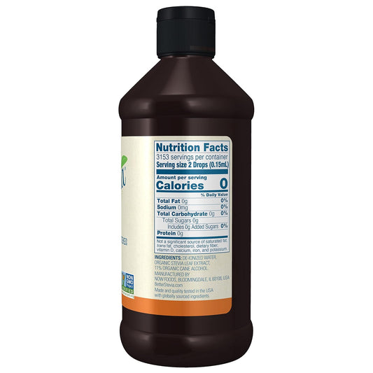 Now Foods, Better Stevia Liquid, Original, Zero-Calorie Liquid Sweetener, Low Glycemic Impact, Certified Non-Gmo, 16-Ounce