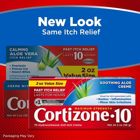 Cortizone 10 Maximum Strength Anti-Itch Cream with Soothing Aloe, 1% Hydrocortisone Creme, 2 oz