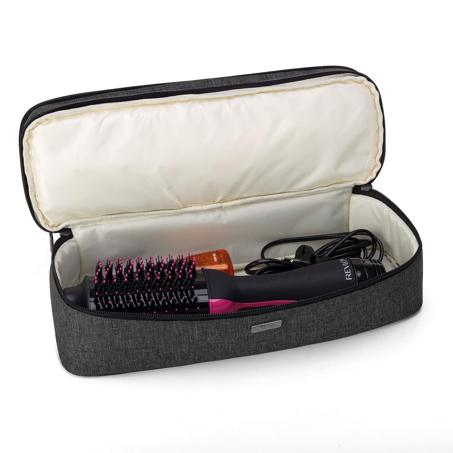 Teamoy Double-Layer Travel Storage Bag Compatible With Revlon One-Step Hair Dryer And Volumizer Hot Air Brush And Attachments, Black(Bag Only)