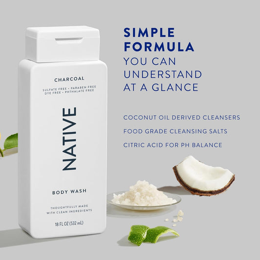 Native Body Wash Contains Naturally Derived Ingredients | For Women & Men, Sulfate, Paraben, & Dye Free Leaving Skin Soft And Hydrated | Cucumber & Mint 18 Oz - 2 Pk