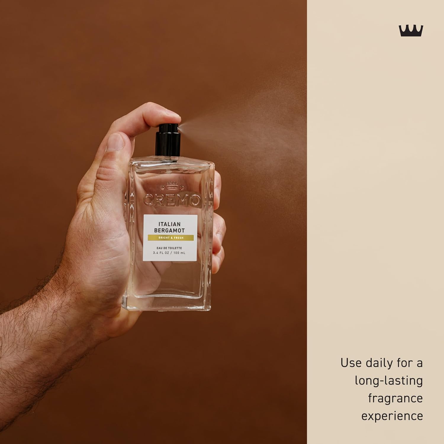 Cremo Cologne For Men - Italian Bergamot Spray Cologne For Men, A Combination Of Italian Bergamot, Neroli Blossom, And Fresh Vetiver, 3.4 Fl Oz : Beauty & Personal Care