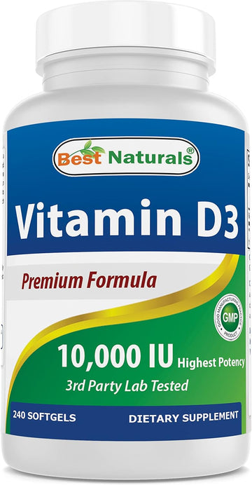 Best Naturals Vitamin D3 10000 IU Softgel, 240 Count