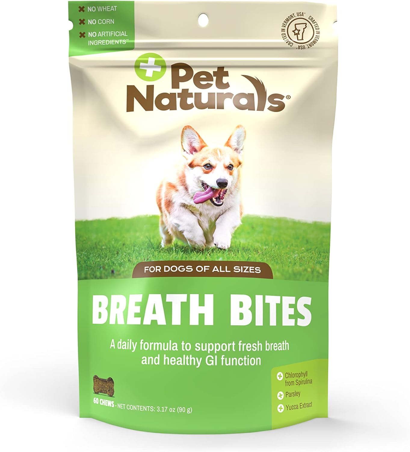 Pet Naturals Breath Bites Breath Freshener for Dogs, 60 Chews - Fresh Breath, Healthy GI Support and Dental Health