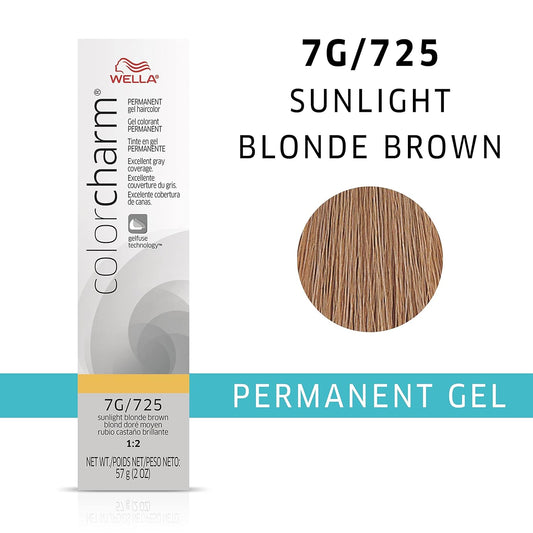 Colorcharm Permanent Gel Hair Color For Gray Coverage, 7G Sunlight Blonde Brown, 2 Oz