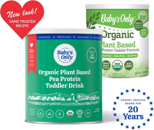 Baby'S Only Organic Plant Based Pea Protein Toddler Drink, Pea Protein Powder, No Dairy, Lactose Or Soy, Organic Toddler Drink With Plant Protein & Iron, Toddlers 12 Months Old And Up, 12.7 Oz, 6 Pack