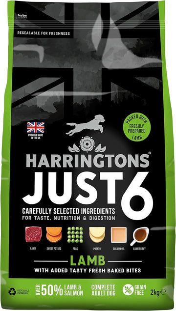 Harringtons Just 6 Lamb & Veg Complete Grain Free Dry Dog Food With Added Tasty Fresh Baked Bites 4x2kg?HARRJ6LN-C2
