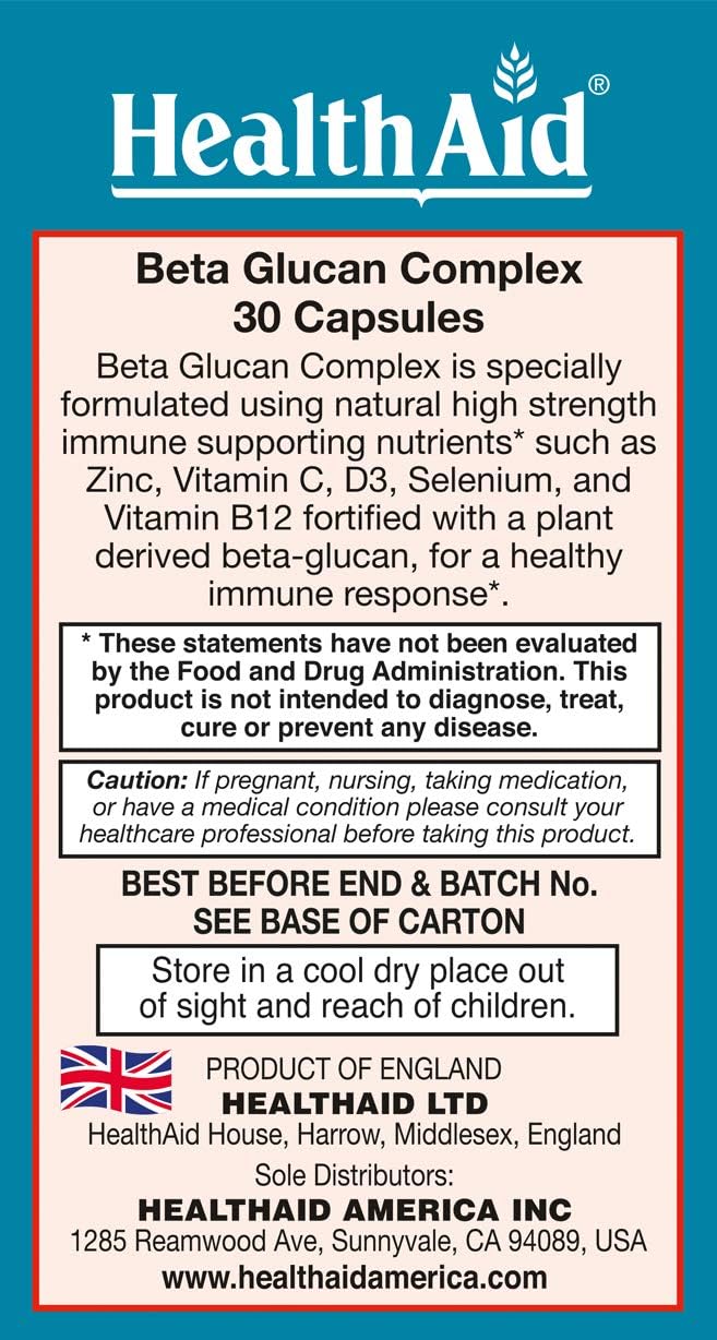 HealthAid Beta Glucan Complex Capsules : Amazon.co.uk: Health & Personal Care