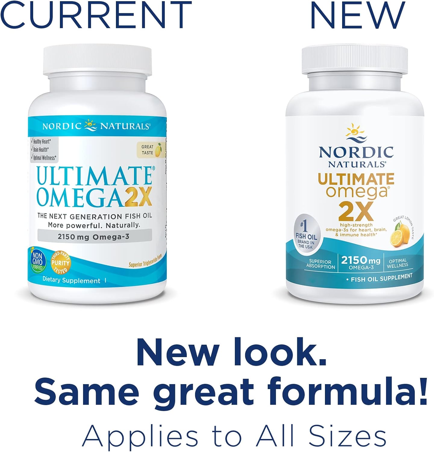 Nordic Naturals Ultimate Omega 2X, Lemon Flavor - 60 Soft Gels - 2150 mg Omega-3 - High-Potency Omega-3 Fish Oil with EPA & DHA - Promotes Brain & Heart Health - Non-GMO - 30 Servings : Health & Household