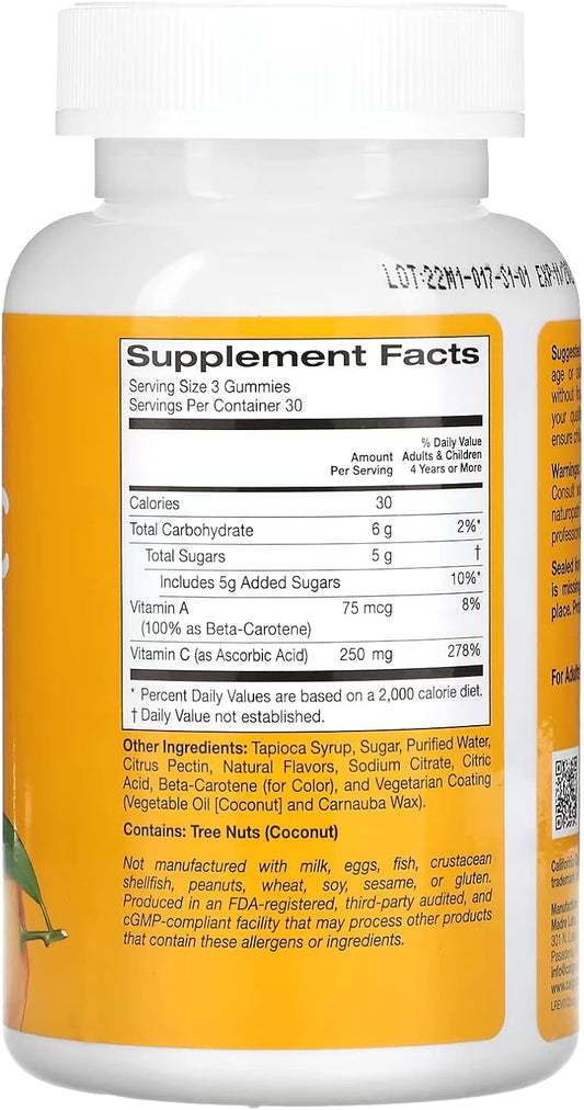 California Gold Nutrition Vitamin C Gummies, Natural Orange Flavor, Gelatin Free, 90 Gummies, 2 Pack