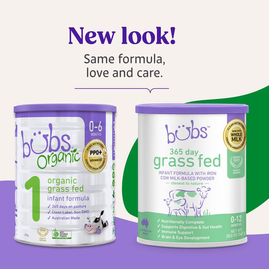 Bubs 365 Day Grass Fed Infant Formula With Iron, Cow Milk-Based Powder For Infants 0-12 Months, Made With Non-Gmo Milk, 20 Oz