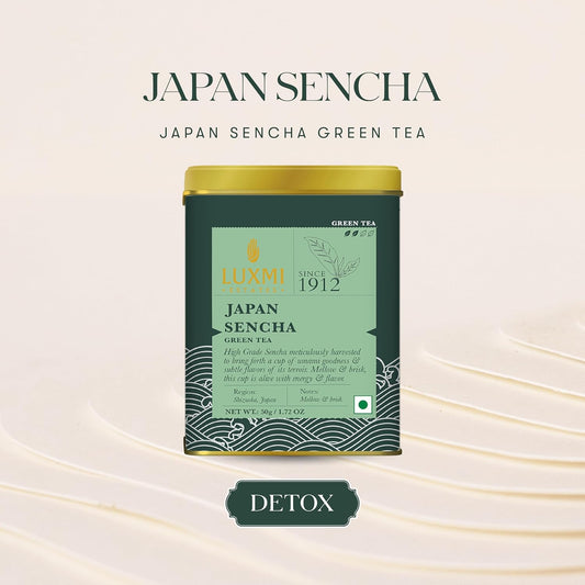 Luxmi Estates - Japanese Sencha Green Tea - 50G (25 Cups) | Authentic Japanese Sencha Tea By First Leaves | Mild, Rich & Refreshing Premium Tea