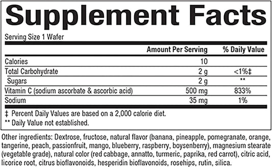 Natural Factors - Vitamin C 500mg, 100% Natural Fruit Chew, Mixed Fruit, 180 Chewable Wafers