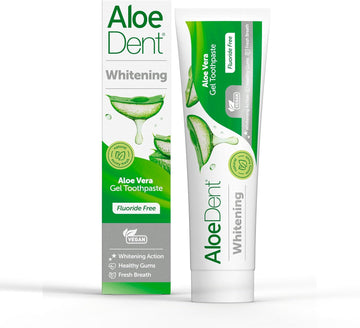 Aloe Dent Whitening Aloe Vera Toothpaste Fluoride Free, Natural Action, Vegan, Cruelty Free , Sls Free, Naturally White, Healthy Gums , 100 Ml, Packaging May Vary