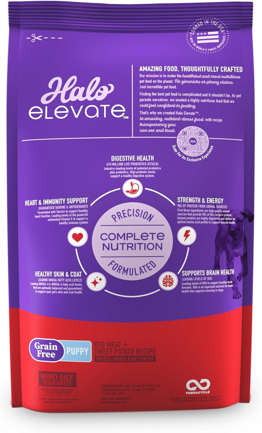 Halo Elevate Dry Dog Food, Grain Free Red Meat Recipe, Puppy Formula, 3.5Lb