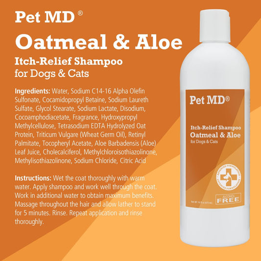 Pet Md - Oatmeal Dog Shampoo Cats And Dogs For Itch Relief And Moisturizer For Dry Skin And Coat - 16 Oz