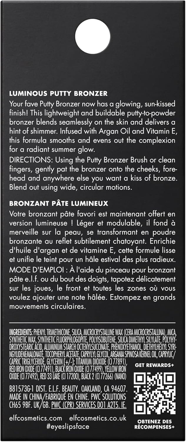 e.l.f. Luminous Putty Bronzer, Lightweight Putty-to-Powder Bronzer For A Radiant, Glowing Finish, Highly Pigmented, Vegan & Cruelty-Free, Island Hopping : Amazon.co.uk: Beauty
