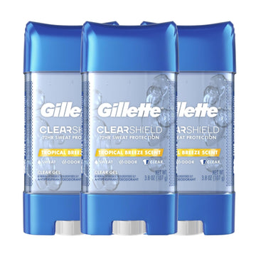 Gillette Clear Gel Antiperspirant And Deodorant For Men, Tropical Breeze Scent, 3.8 Oz (Pack Of 3)