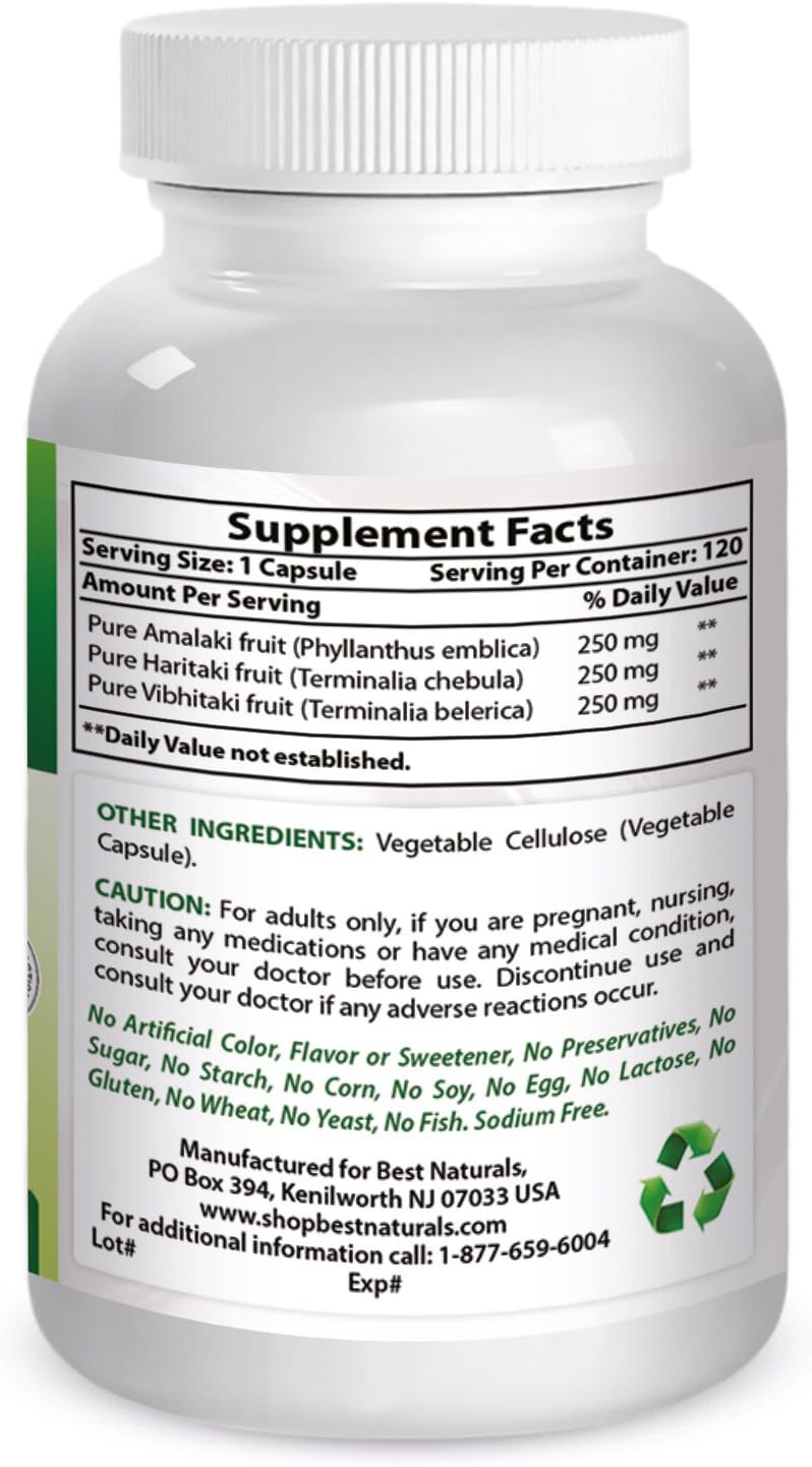 Best Naturals Triphala 750 mg 120 Vcaps : Health & Household