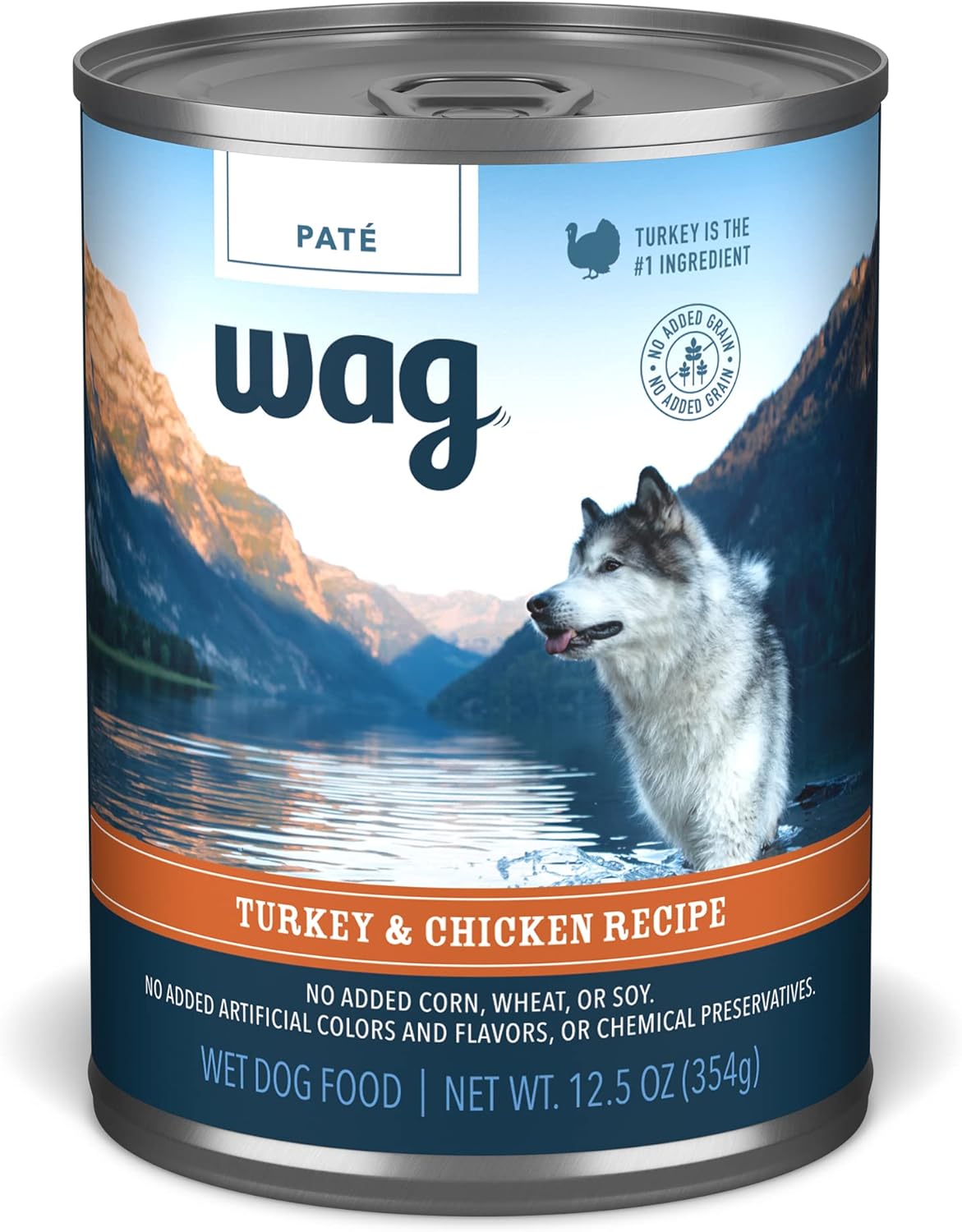 Amazon Brand - Wag Pate Canned Dog Food, Turkey & Chicken Recipe, 12.5 Oz Can (Pack Of 12)