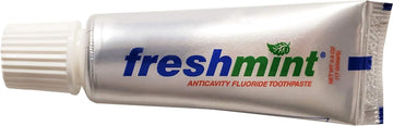 144 Tubes of Freshmint 0.6 oz. Anticavity Fluoride Toothpaste, Metallic Tube, Tubes do not have Individual Boxes for Extra Savings, Travel Size