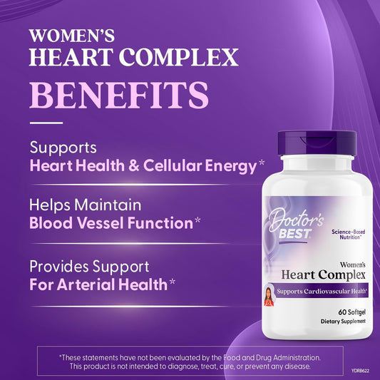 Doctor'S Best Womens Heart Complex, Supports Heart Health & Cellular Energy, Non-Gmo, Gluten Free, Soy Free 60 Softgels
