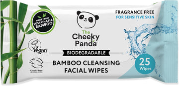 The Cheeky Panda Bamboo Facial Make Up Remover Wipes | Sustainable Face Wipes Eye Makeup Remover | Rose Scented Pack Of 25 Face Wipes | 99% Purified Water