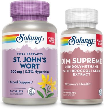 Solaray St John’S Wort And Dim Supreme Women’S Wellness Bundle - St Johns Wort Mood Support Supplement And Dim Complex With Broccoli Extract For Women’S Health - 60-Day Guarantee, 90 Vegcaps Each