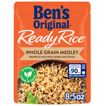 BEN'S ORIGINAL Ready Rice Whole Grain Medley Flavored Rice, Easy Dinner Side, 8.5 OZ Pouch (Pack of 12)
