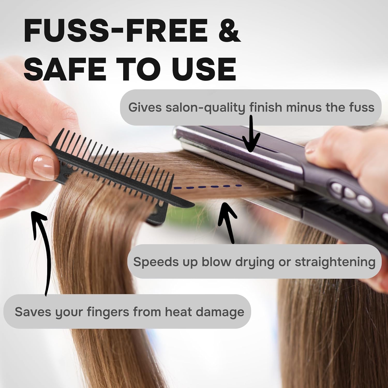 Herstyler Hair Straightening Comb - Straightener Comb For Flat Iron - Makes Styling Easy - Get Straight Hair In Minutes (Purple) : Beauty & Personal Care
