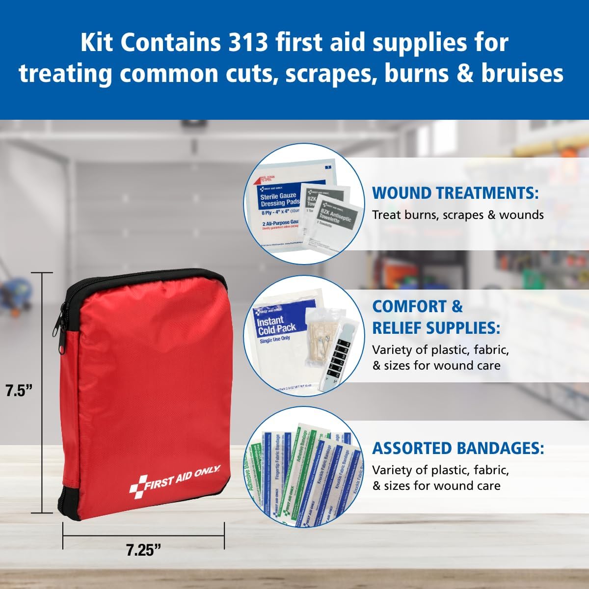 First Aid Only 313 Piece Home & Go Emergency First Aid Kit (91081) : Health & Household