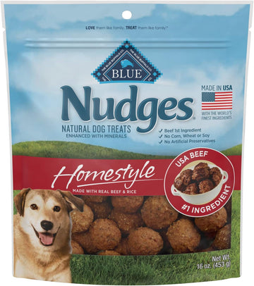 Blue Buffalo Nudges Homestyle Natural Dog Treats, Beef And Rice, 16Oz Bag