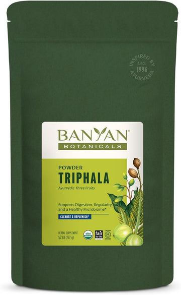 Banyan Botanicals Triphala Powder - Organic Digestion Supplement With Amla, Haritaki & Bibhitaki – Digestion, Colon Support & Healthy Gut Microbiome* – 3.5 Oz – Non-Gmo Sustainably Sourced Vegan