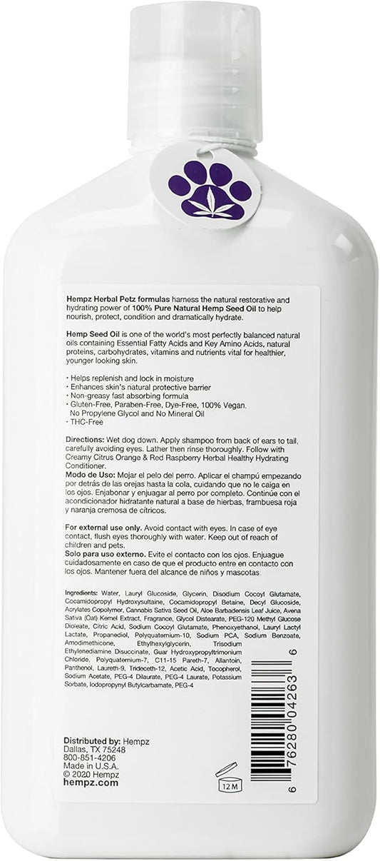 Hempz Petz, Dog Shampoo, Sweet Pineapple & Honey Melon Herbal Sensitive Shampoo, Soothing Oatmeal Complex,17 Oz