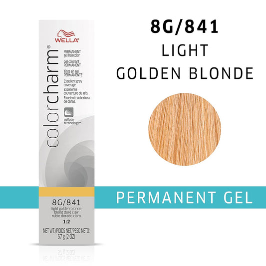 Colorcharm Permanent Gel, Hair Color For Gray Coverage, 8G Light Golden Blonde