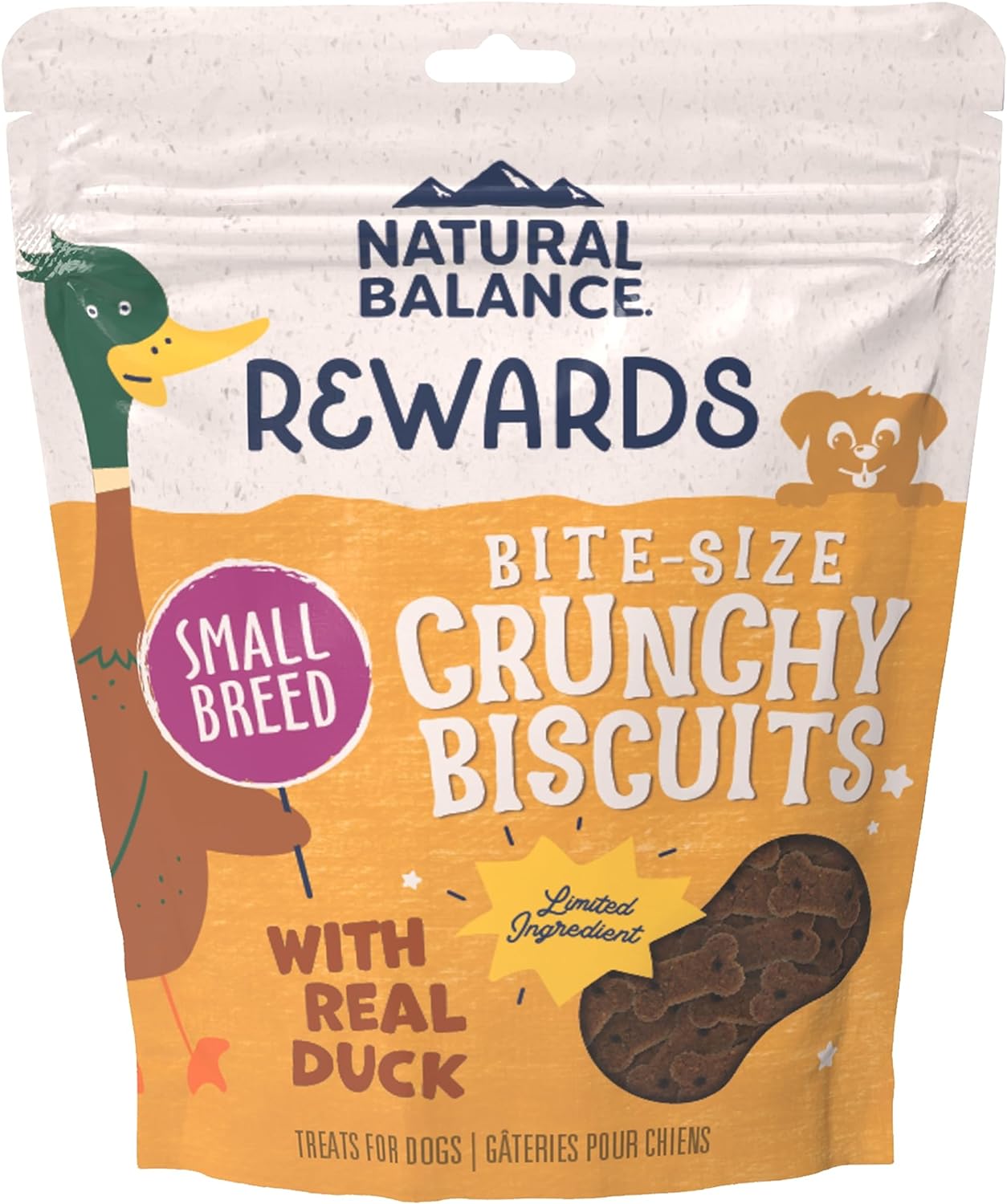 Natural Balance Limited Ingredient Rewards Crunchy Biscuits, Bite-Size Grain-Free Dog Treats for Small-Breed Dogs, Made with Real Duck, 8 Ounce (Pack of 1)