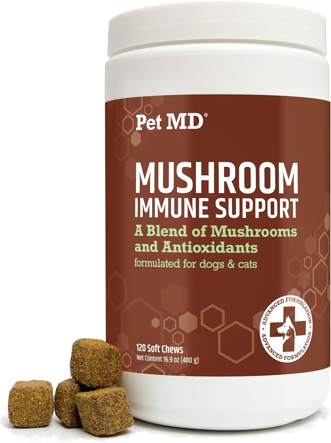 Pet Md Mushroom Immune Support - Turkey Tail Mushroom For Dogs - Mushroom Cat Immune Support Supplement - Milk Thistle For Dogs & Cats With Coq10 For Dogs - Immunity Supplement For Dogs - 120 Chews