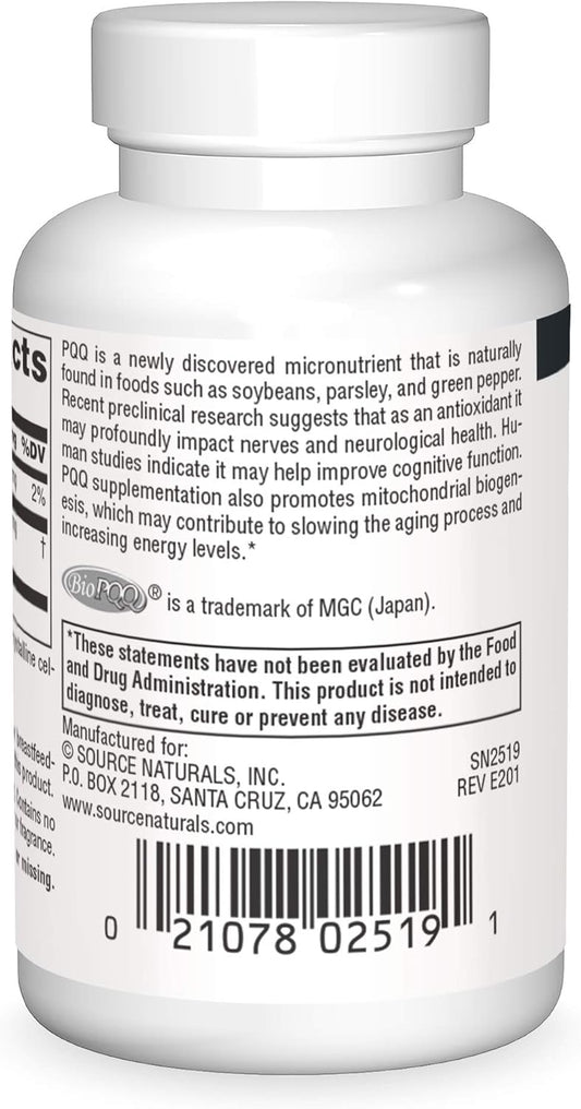 Source Naturals Pqq Mind, For Neuroprotective Cognitive Support* - 60 Tablets