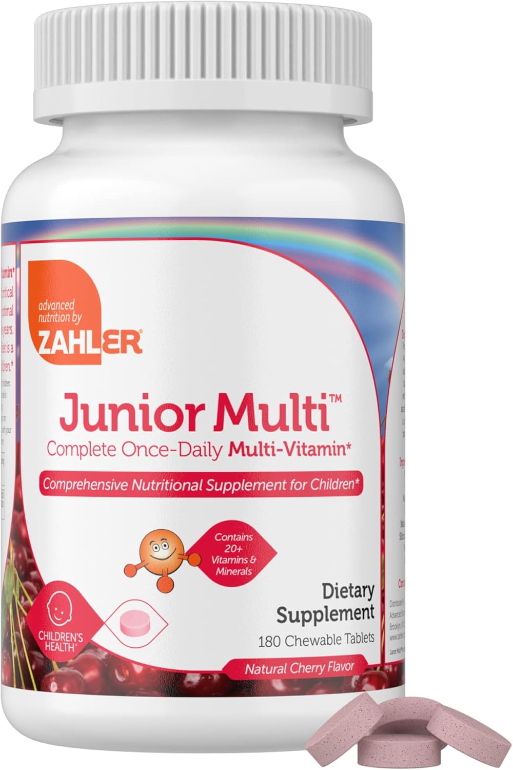 Zahler Kids Multivitamin Chewable Vitamin Tablet - Complete One Daily Kids Vitamins Supplement - Contains 20+ Minerals & Vitamins For Kids & Toddlers - Kosher Multivitamins Cherry Flavor (180)