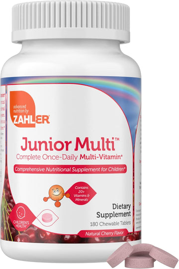 Zahler Kids Multivitamin Chewable Vitamin Tablet - Complete One Daily Kids Vitamins Supplement - Contains 20+ Minerals & Vitamins For Kids & Toddlers - Kosher Multivitamins Cherry Flavor (180)