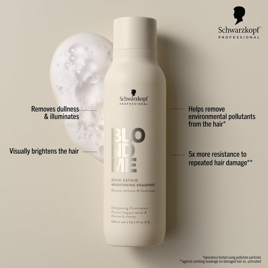 Blondme Bond Repair Brightening Shampoo For Blonde Hair | Removes Build-Up And Impurities | Repairs, Hydrates, & Brightens Blonde, Lightened, & Grey Hair, 33.8 Fl Oz